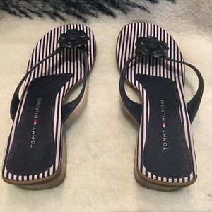 Tommy Hilfiger White and Blue Stripes Sandals
